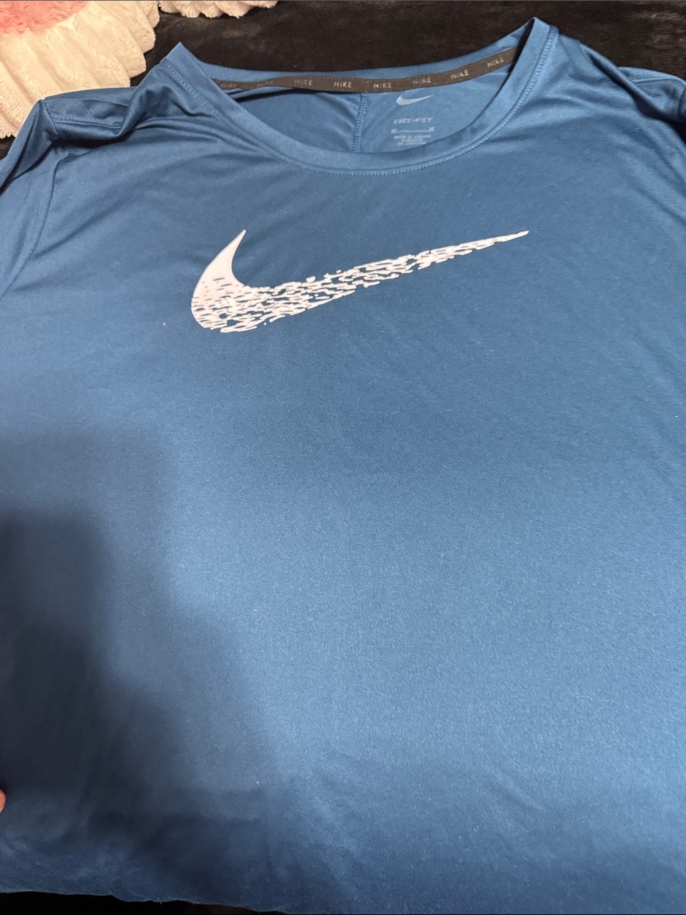 Nike Blue Short-Sleeve Performance Tee with White Swoosh